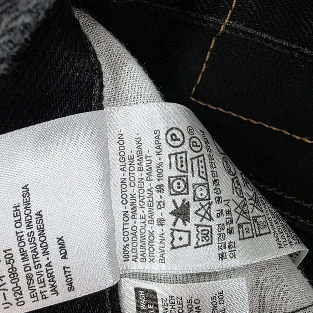 Vintage Levis 505 Jeans Mens 46x29 Black Straight Leg Denim Y2K EUC